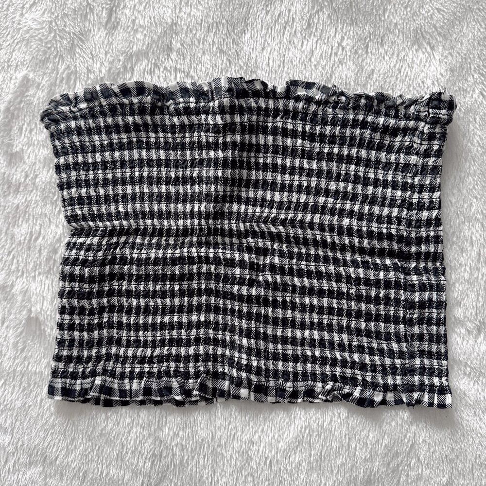 LA HEARTS Smocked Gingham Tube Top